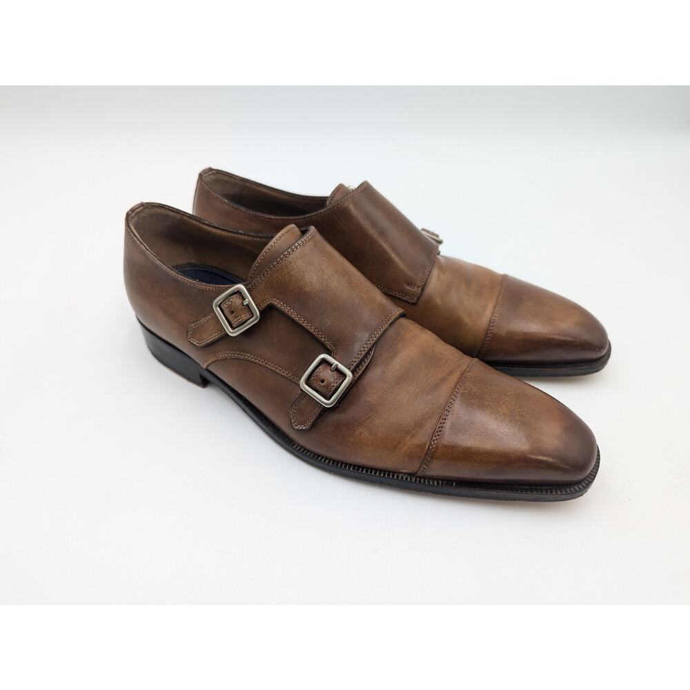 Azul by Di Bianco Double Monk Strap Brown Burnished Men's Shoes Size 10.5 D